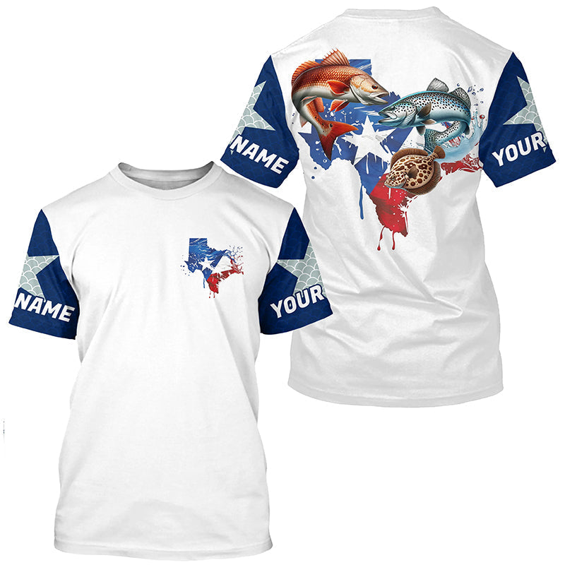 Custom Texas Slam Long Sleeve Fishing, Texas Trio Redfish, Trout, Flounder Fishing