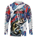 Red, White And Blue Lightning Camo Custom Largemouth Bass Long Sleeve Tournament Fishing