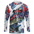 Red, White And Blue Lightning Camo Custom Pike Long Sleeve Tournament Fishing