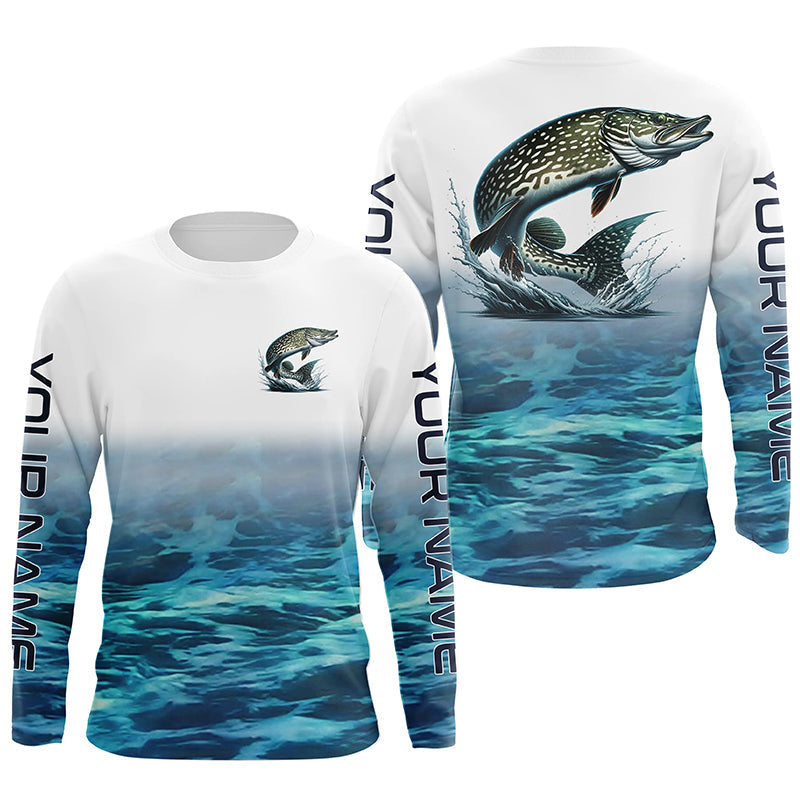 Personalized Pike Fishing Long Sleeve Tournament Fishing, Pike Fishing | Blue