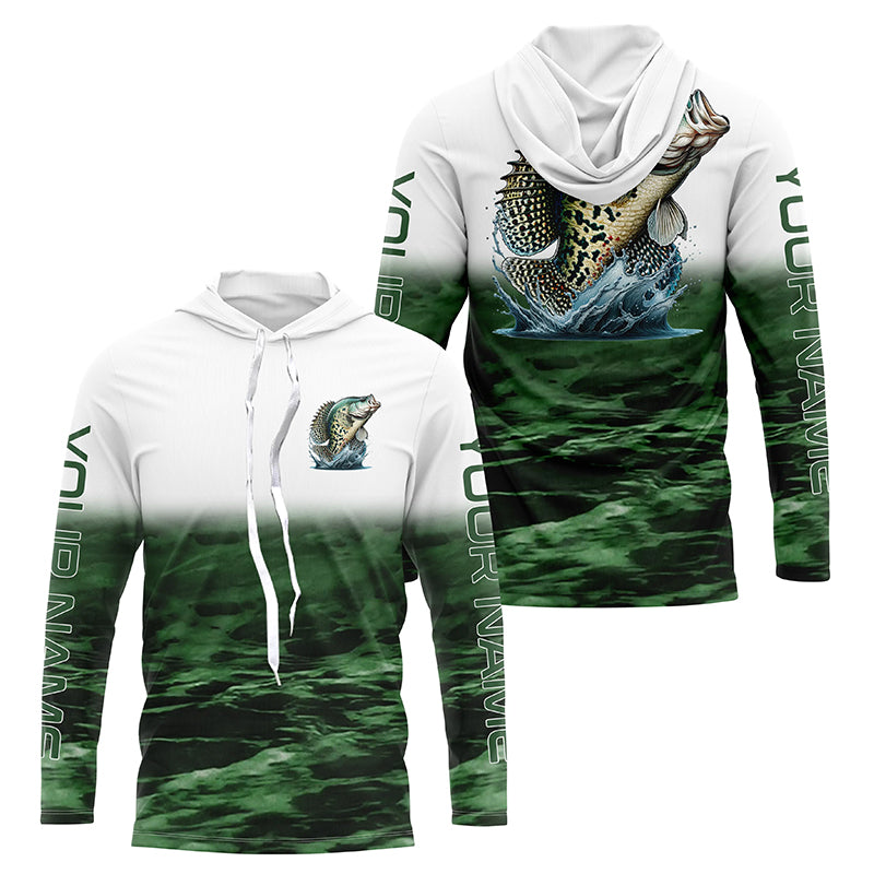 Personalized Crappie Fishing Long Sleeve Tournament, Crappie Fishing | Green