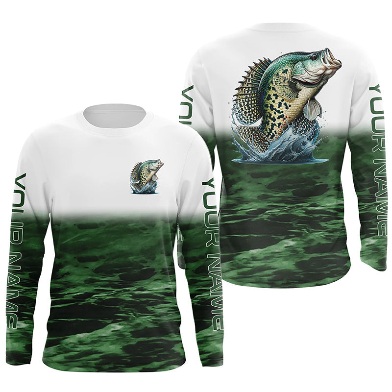 Personalized Crappie Fishing Long Sleeve Tournament, Crappie Fishing | Green