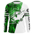 Musky Fishing Tattoo Green Grass Camo Custom Long Sleeve Tournament, Muskie Fishing