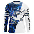 Musky Fishing Tattoo Blue Grass Camo Custom Long Sleeve Tournament, Muskie Fishing