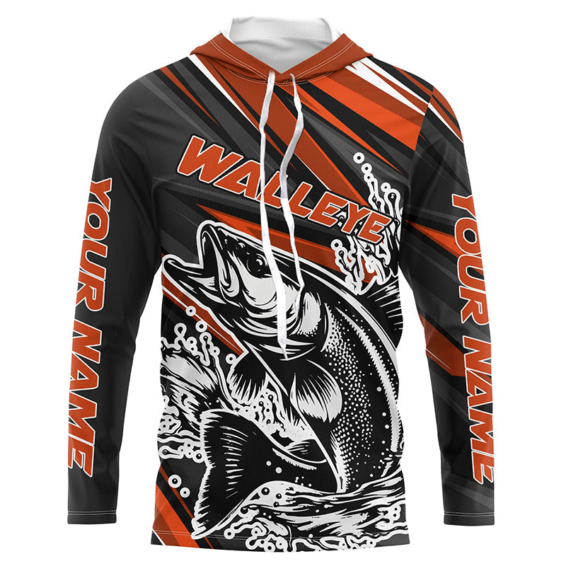 Custom Walleye Fishing, Walleye Long Sleeve Performance Fishing | Orange