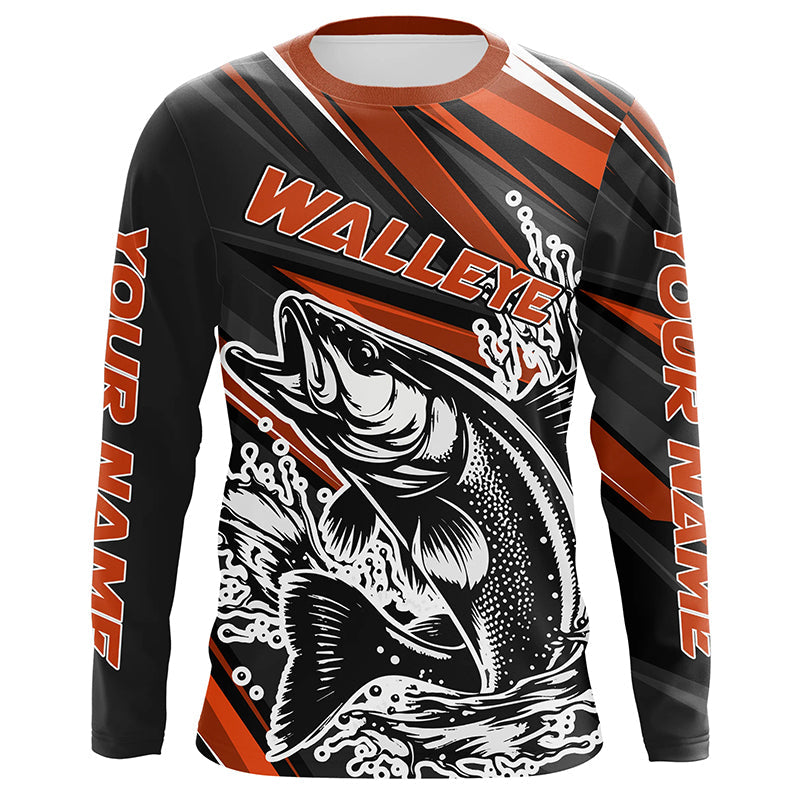 Custom Walleye Fishing, Walleye Long Sleeve Performance Fishing | Orange