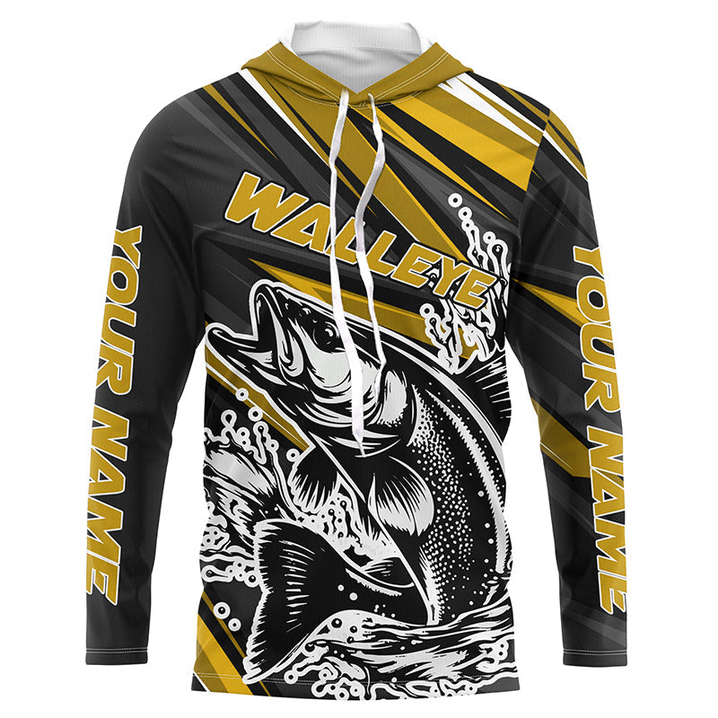 Custom Walleye Fishing, Walleye Long Sleeve Performance Fishing | Yellow