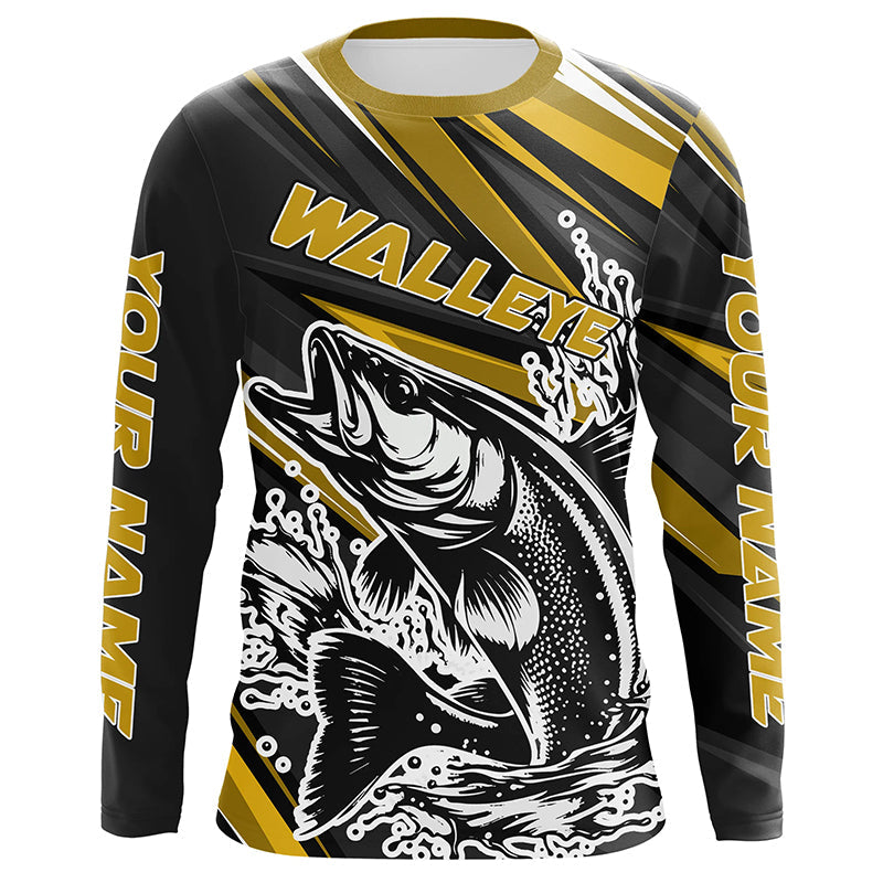 Custom Walleye Fishing, Walleye Long Sleeve Performance Fishing | Yellow