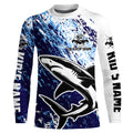 Custom Blacktip Shark Fishing, Shark Fishing Long Sleeve Performance | Blue