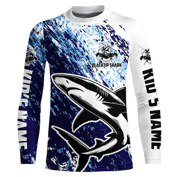 Custom Blacktip Shark Fishing, Shark Fishing Long Sleeve Performance | Blue