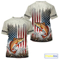 Custom Patriotic US Flag Redfish Puppy Drum Fishing T-Shirts, Redfish Fishing