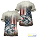 Custom Patriotic US Flag Speckled Trout Fishing T-Shirts, Trout Fishing