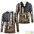 Custom Patriotic Vintage US Flag Alligator Gar Tournament Fishing T-Shirts