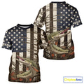 Custom Patriotic Vintage US Flag Alligator Gar Tournament Fishing T-Shirts