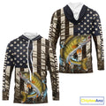 Custom Patriotic Vintage US Flag Walleye Tournament Fishing T-Shirts