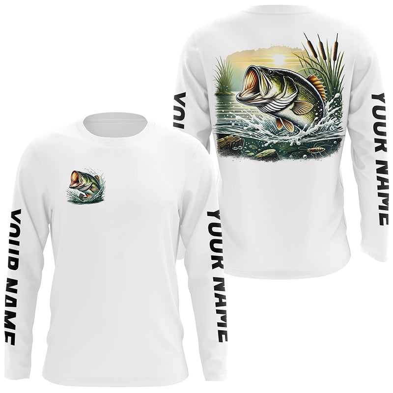 Personalized Largemouth Bass Fishing Long Sleeve Tournament Fishing, Bass Fishing