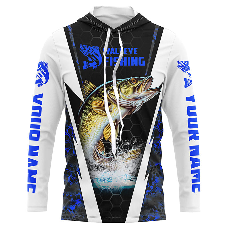 Custom Walleye Fishing, Walleye Long Sleeve Tournament Fishing | Blue Camo