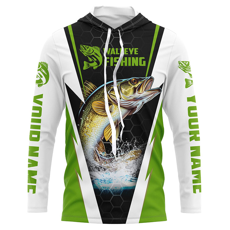 Custom Walleye Fishing, Walleye Long Sleeve Tournament Fishing | Green