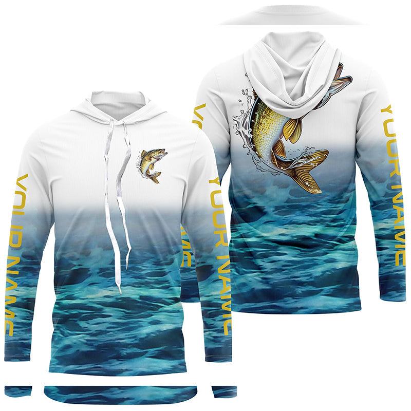 Custom Walleye Fishing, Walleye Long Sleeve Performance Fishing | Blue
