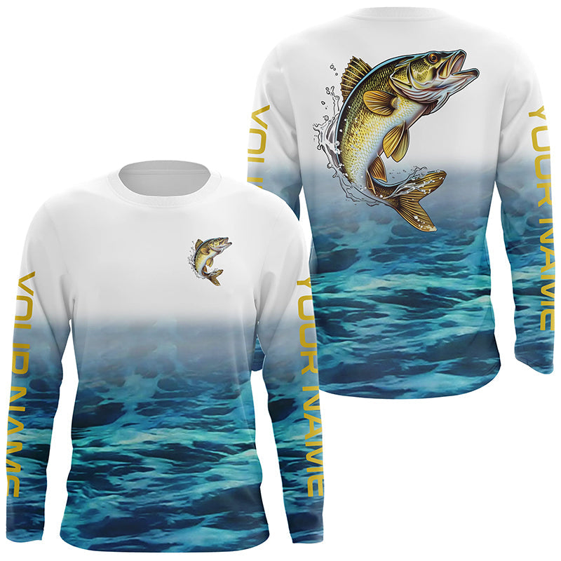 Custom Walleye Fishing, Walleye Long Sleeve Performance Fishing | Blue