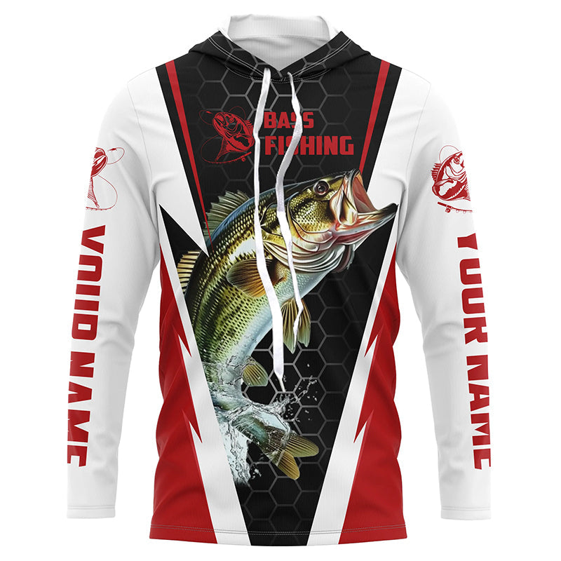 Personalized Bass Fishing, Bass Fishing Long Sleeve Fishing Tournament | Red