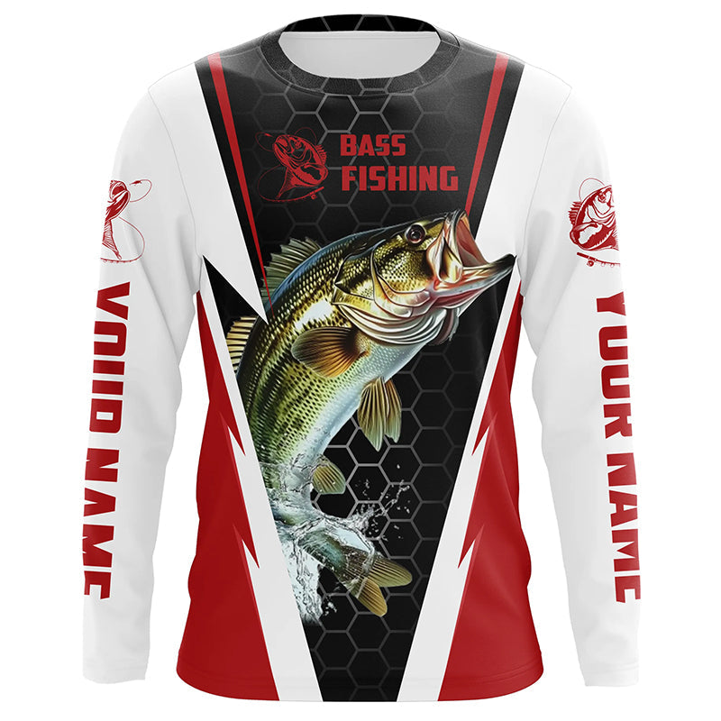 Personalized Bass Fishing, Bass Fishing Long Sleeve Fishing Tournament | Red