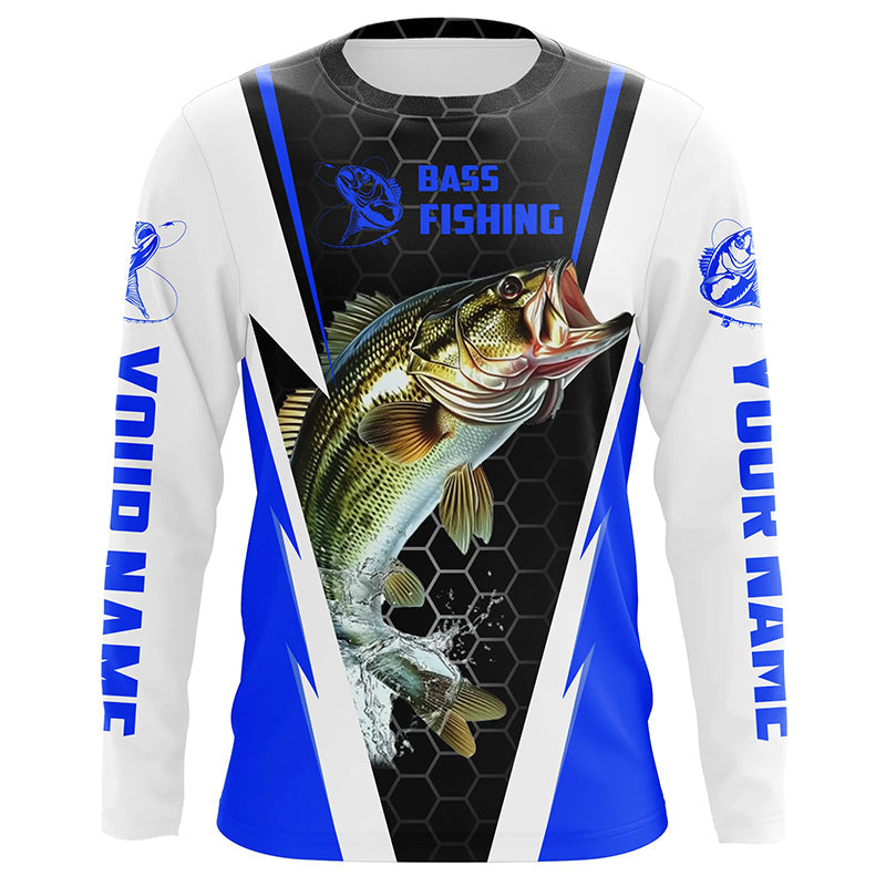 Personalized Bass Fishing, Bass Fishing Long Sleeve Fishing Tournament | Blue