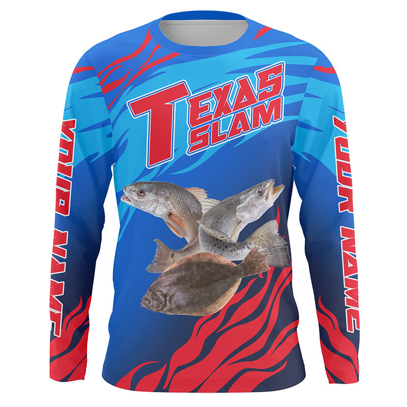 Custom Texas Inshore Slam Fishing Redfish, Trout, Flounder Long Sleeve Fishing
