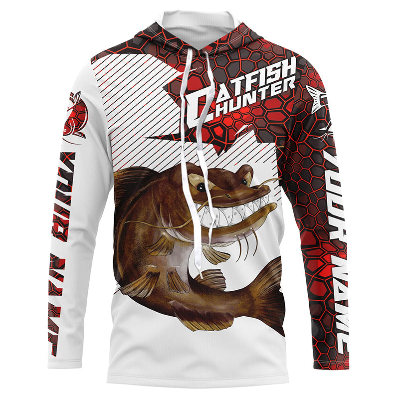 Angry Catfish Custom Long Sleeve Fishing, Catfish Hunter Fishing | Red Camo