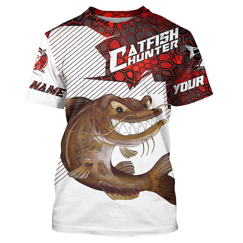 Angry Catfish Custom Long Sleeve Fishing, Catfish Hunter Fishing | Red Camo
