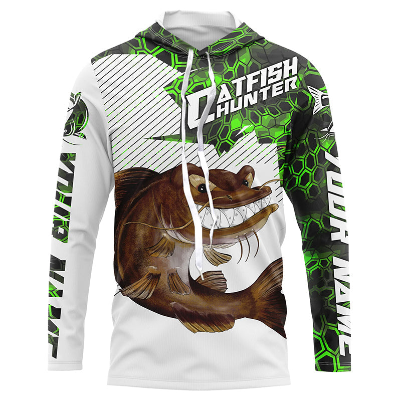 Angry Catfish Custom Long Sleeve Fishing, Catfish Hunter Fishing | Blue Camo