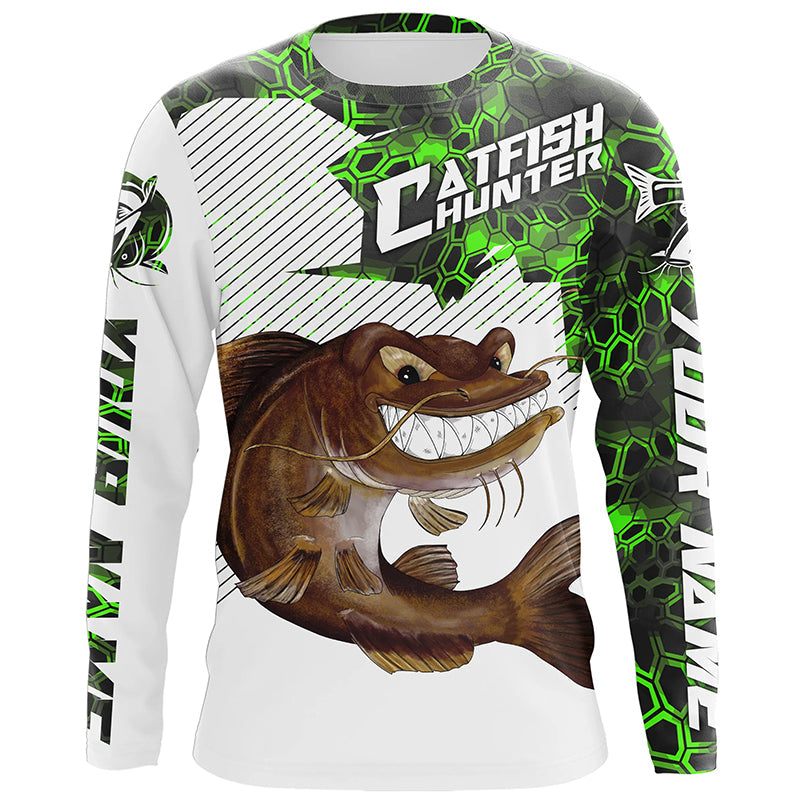 Angry Catfish Custom Long Sleeve Fishing, Catfish Hunter Fishing | Blue Camo