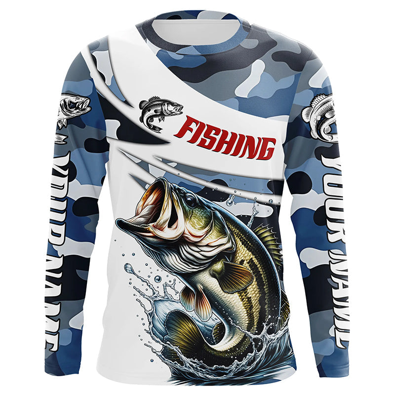 Personalized Bass Fishing, Camo Bass Fishing Long Sleeve Tournament