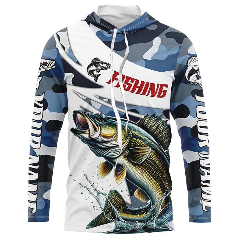 Personalized Walleye Fishing, Camo Walleye Fishing Long Sleeve Tournament