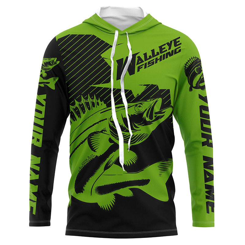 Custom Walleye Fishing, Walleye Fishing Long Sleeve Fishing Tournament | Green