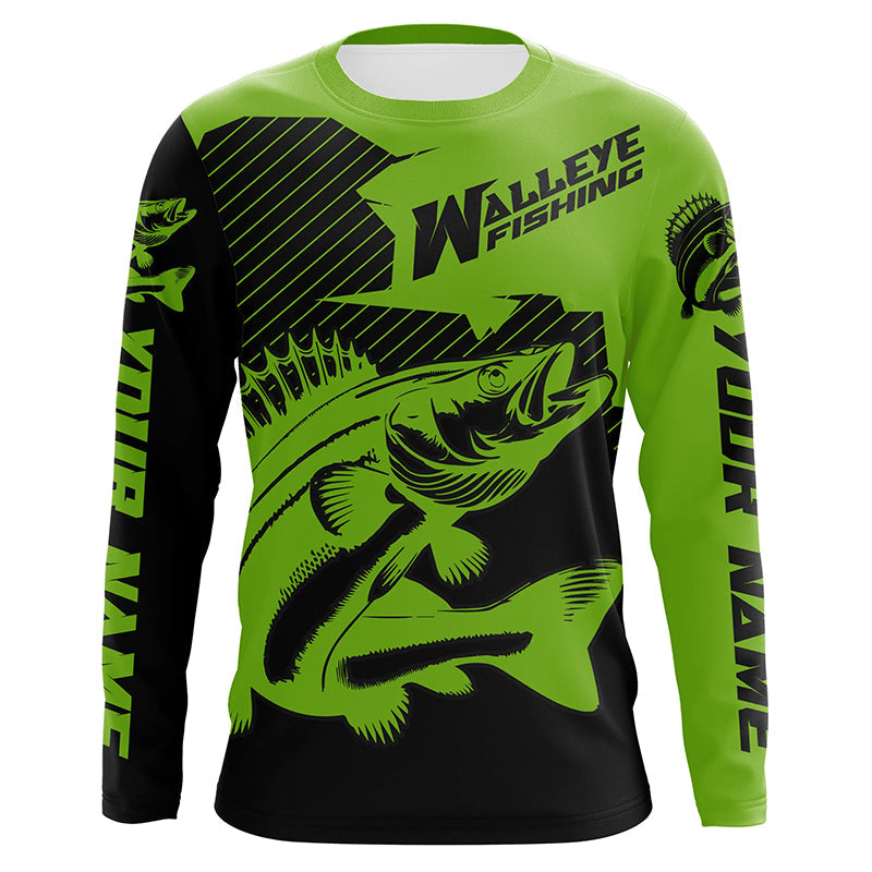Custom Walleye Fishing, Walleye Fishing Long Sleeve Fishing Tournament | Green