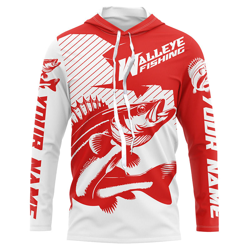 Custom Walleye Fishing, Walleye Fishing Long Sleeve Fishing Tournament | Red