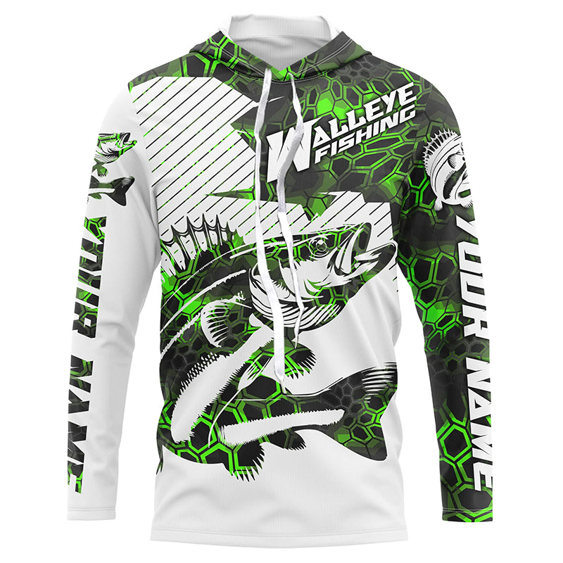 Custom Walleye Fishing, Walleye Fishing Long Sleeve Fishing Tournament | Green Camo