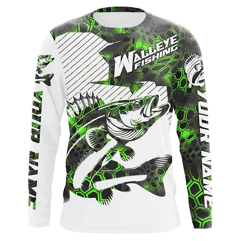 Custom Walleye Fishing, Walleye Fishing Long Sleeve Fishing Tournament | Green Camo