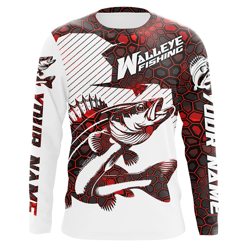 Custom Walleye Fishing, Walleye Fishing Long Sleeve Fishing Tournament | Red Camo