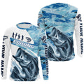 Bass Fishing Custom Long Sleeve Tournament, Blue Camo Bass Fishing For Fisherman