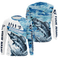 Walleye Fishing Custom Long Sleeve Tournament, Blue Camo Walleye Fishing For Fisherman
