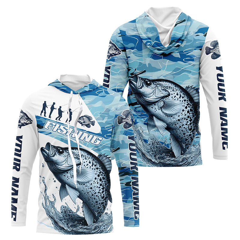 Crappie Fishing Custom Long Sleeve Tournament, Blue Camo Crappie Fishing For Fisherman