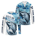 Crappie Fishing Custom Long Sleeve Tournament, Blue Camo Crappie Fishing For Fisherman