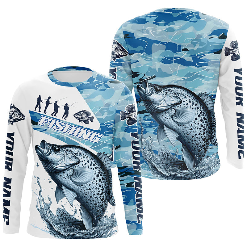 Crappie Fishing Custom Long Sleeve Tournament, Blue Camo Crappie Fishing For Fisherman