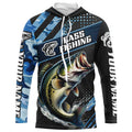Personalized Blue Camo Bass Fishing, Largemouth Bass Long Sleeve Tournament Fishing