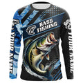 Personalized Blue Camo Bass Fishing, Largemouth Bass Long Sleeve Tournament Fishing