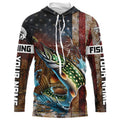 Custom Pike Long Sleeve Fishing, Patriotic Amerian Flag Pike Fishing