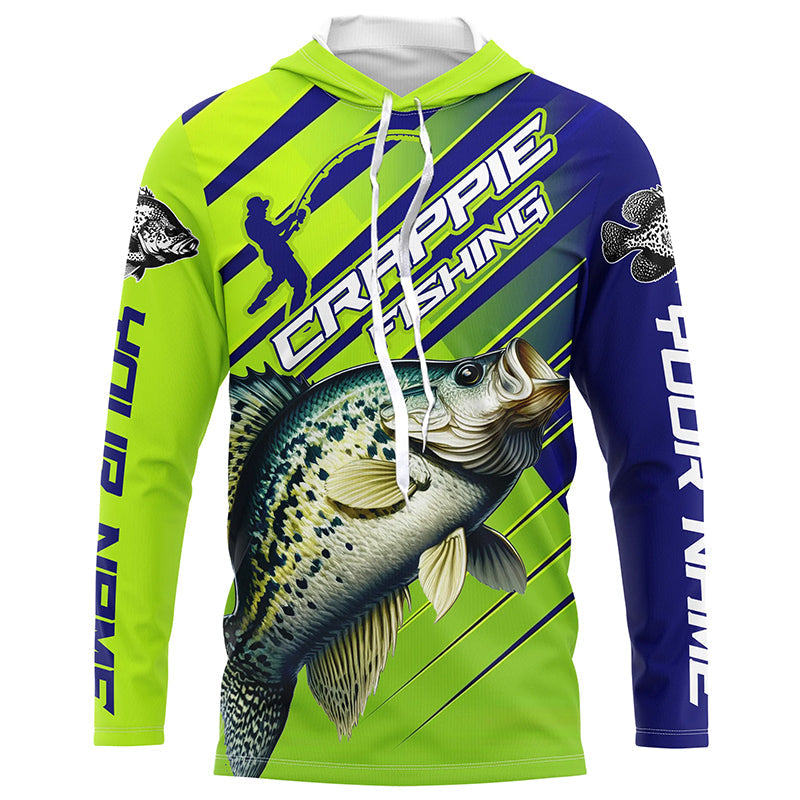 Crappie Fishing Custom Long Sleeve Tournament, Green And Blue Crappie Fishing