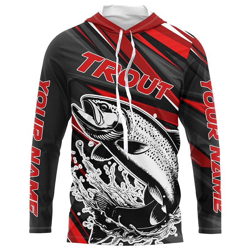 Black And Red Trout Fishing, Custom Trout Long Sleeve Performance Fishing